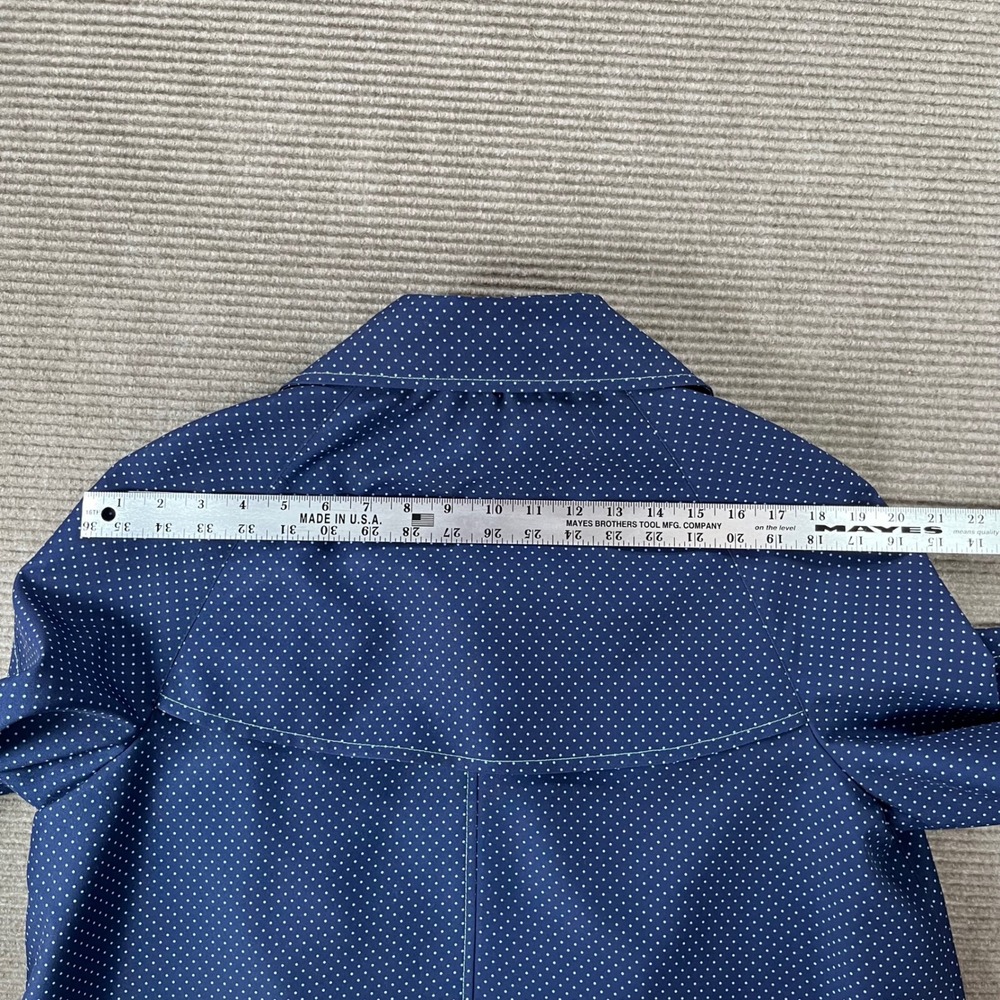 Vintage La Sport Navy Blue Polka Dot Trench Coat Belted Longline Jacket Size 14 - Picture 13 of 16